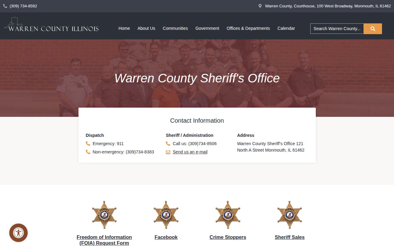 Warren County Sheriff official contact and records links