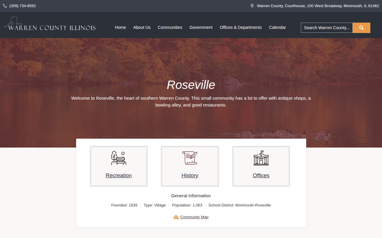 Official Roseville Warren County community and records contact page