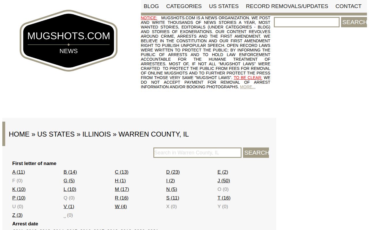 Unofficial Warren County arrest aggregator page